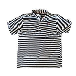 Black and White Striped Polo Shirt with Classic Collar